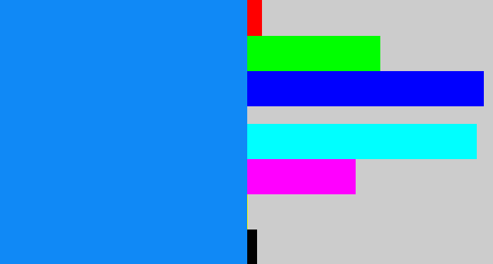 Hex color #1089f6 - azure