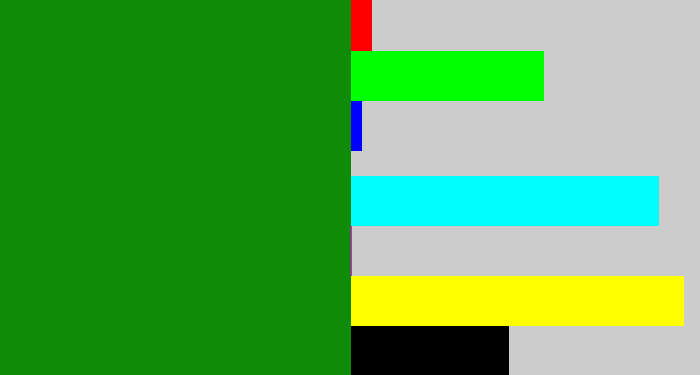 Hex color #108b07 - true green
