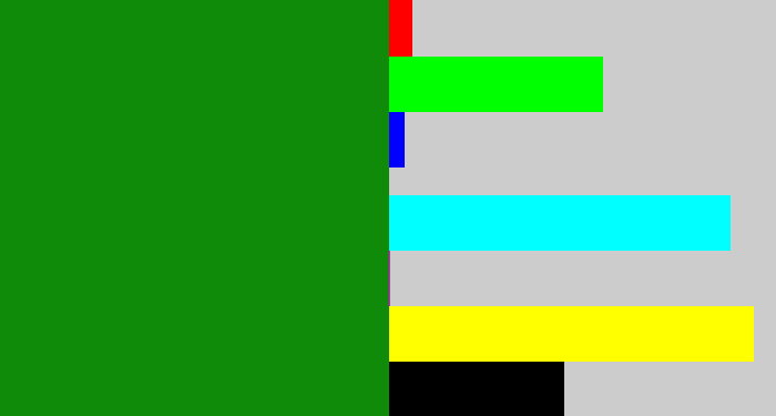 Hex color #108b09 - true green