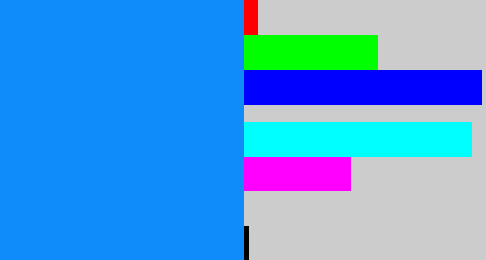 Hex color #108bfa - azure