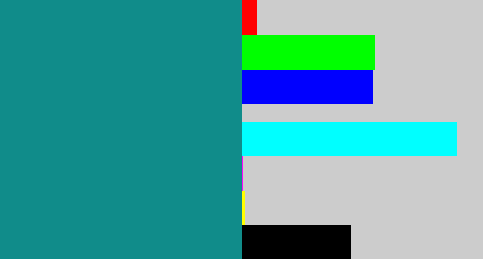 Hex color #108c8a - greenish blue