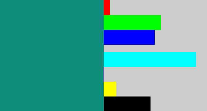Hex color #108d7c - greenish blue