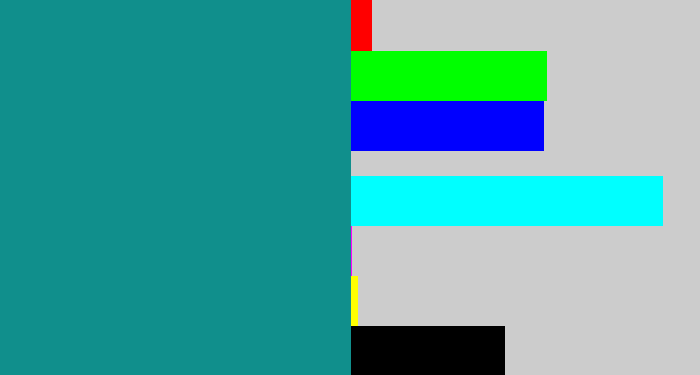 Hex color #108f8c - greenish blue