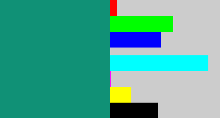Hex color #109176 - greenish blue