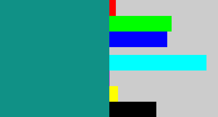 Hex color #109186 - greenish blue