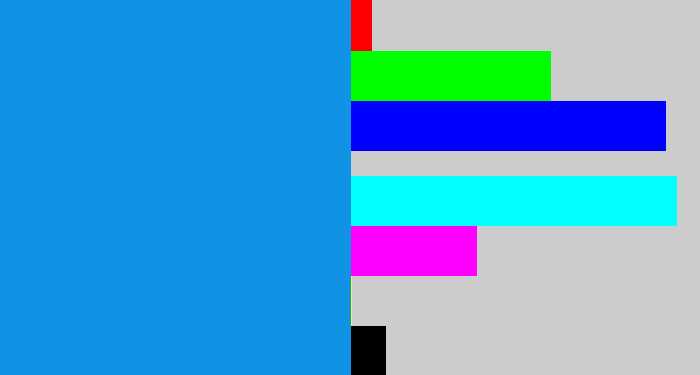 Hex color #1092e5 - azure