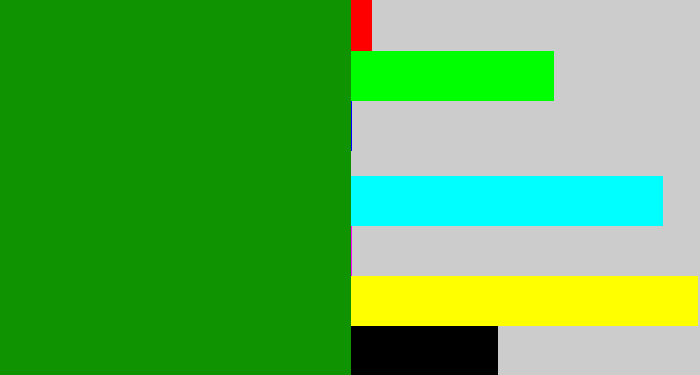 Hex color #109301 - true green