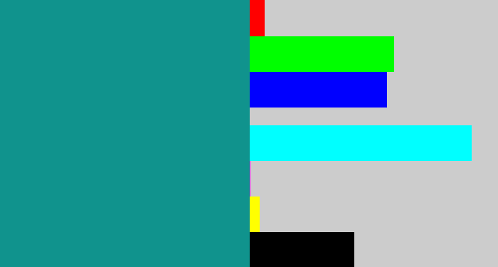 Hex color #10938d - blue/green