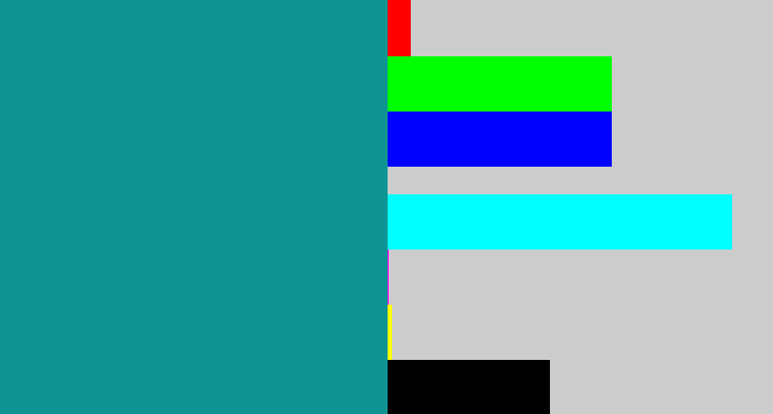 Hex color #109493 - blue/green