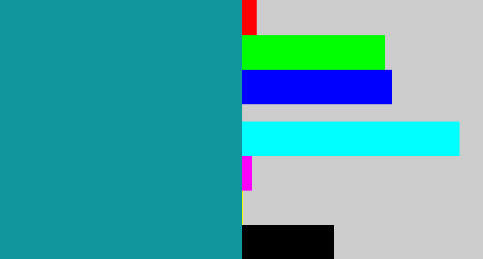 Hex color #10969d - blue/green