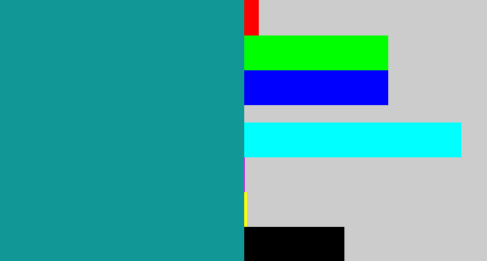 Hex color #109796 - blue/green