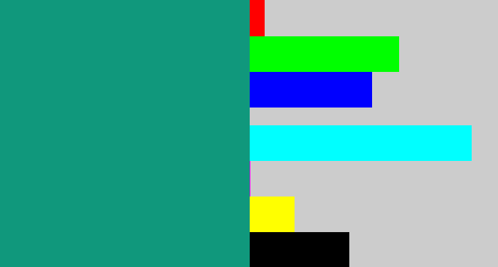 Hex color #10987c - bluish green