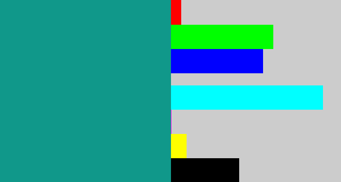 Hex color #10988a - blue/green