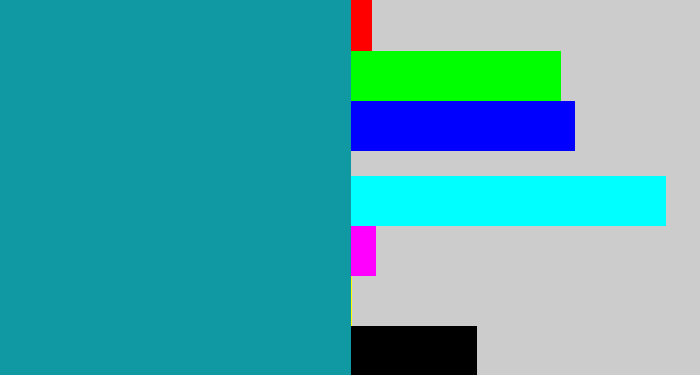 Hex color #1098a3 - blue/green