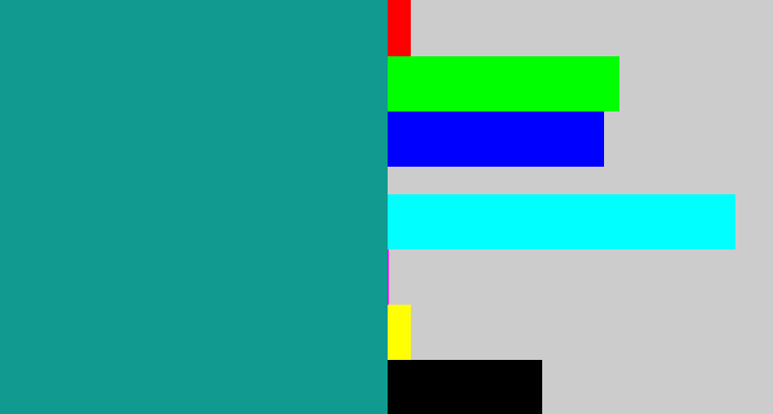Hex color #109a90 - blue/green