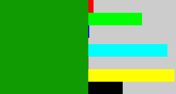 Hex color #109b03 - true green