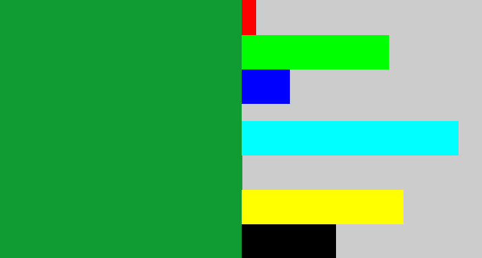 Hex color #109b33 - kelley green