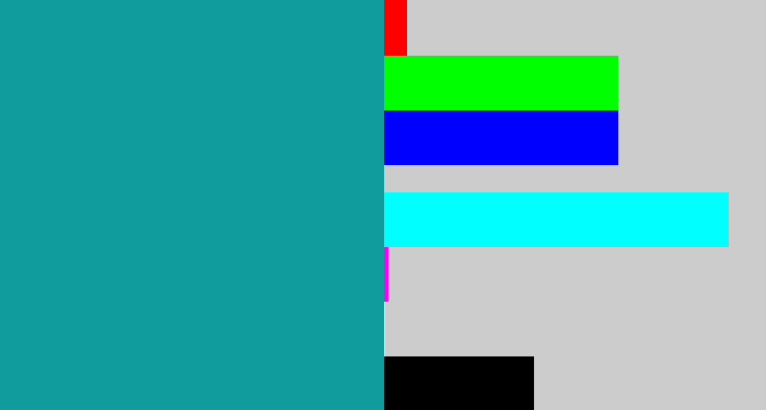 Hex color #109b9c - blue/green
