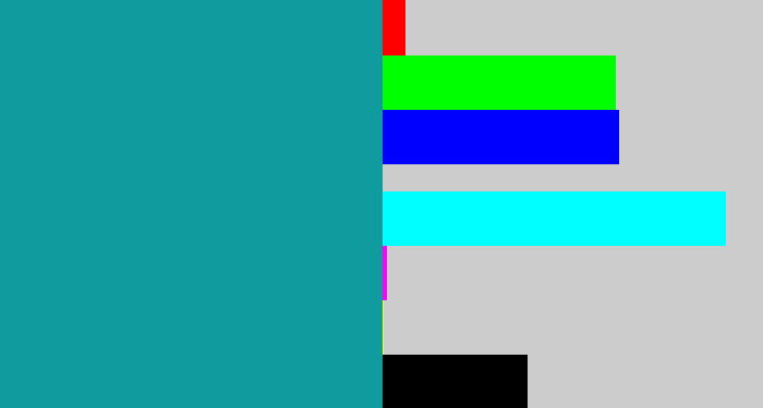Hex color #109c9e - blue/green