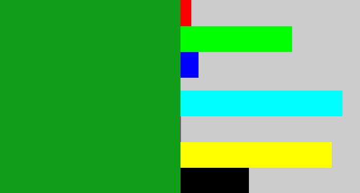 Hex color #109e19 - green