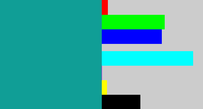Hex color #109e96 - blue/green