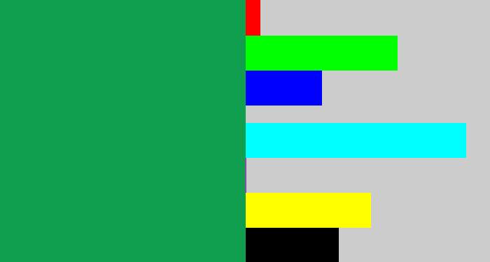 Hex color #109f4e - emerald