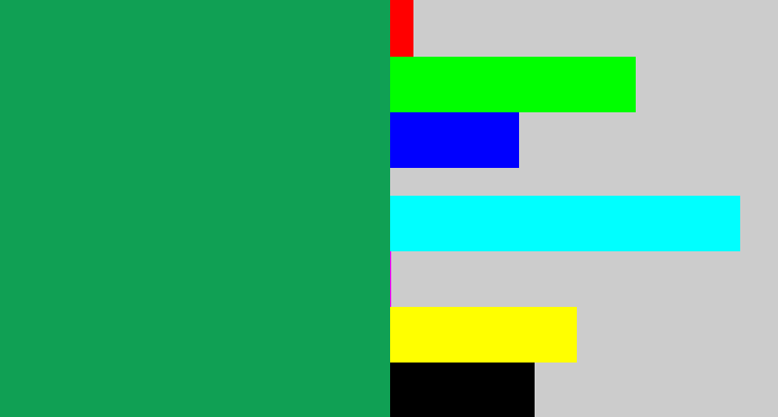 Hex color #10a054 - emerald