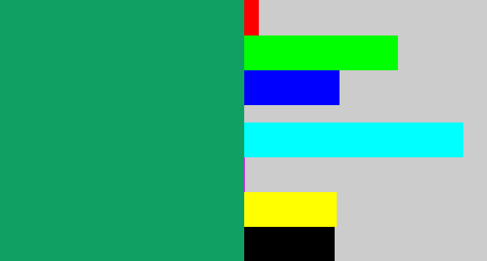 Hex color #10a063 - bluish green