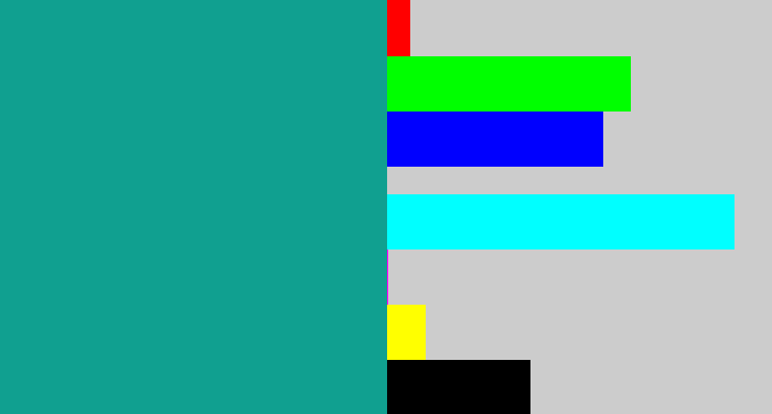 Hex color #10a090 - blue/green