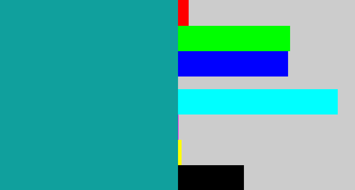 Hex color #10a09d - blue/green