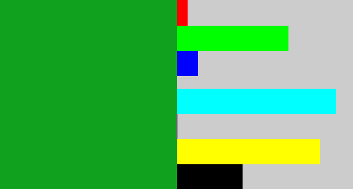Hex color #10a11e - green