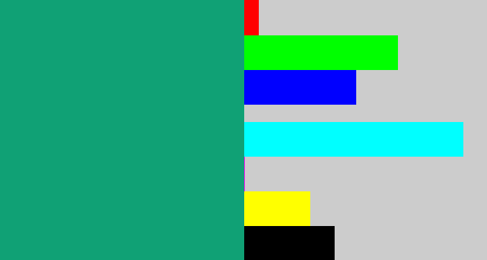 Hex color #10a175 - bluish green