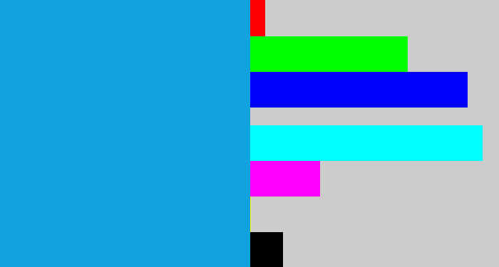 Hex color #10a1df - azure