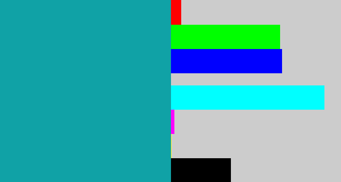 Hex color #10a2a6 - blue/green