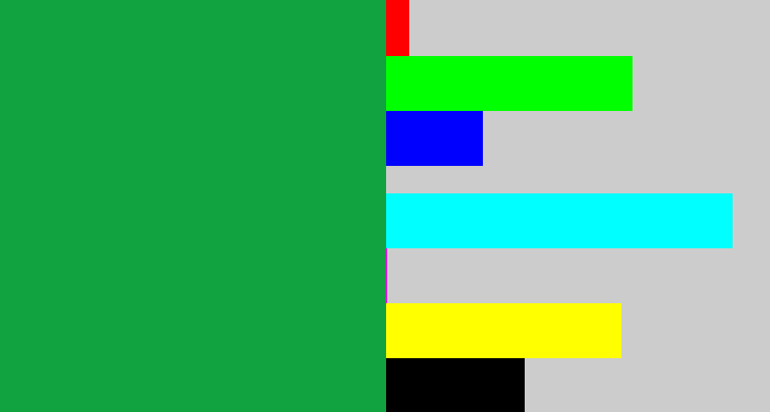 Hex color #10a33f - emerald