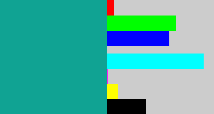 Hex color #10a393 - blue/green