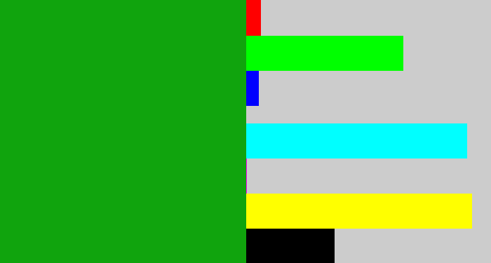 Hex color #10a40d - green