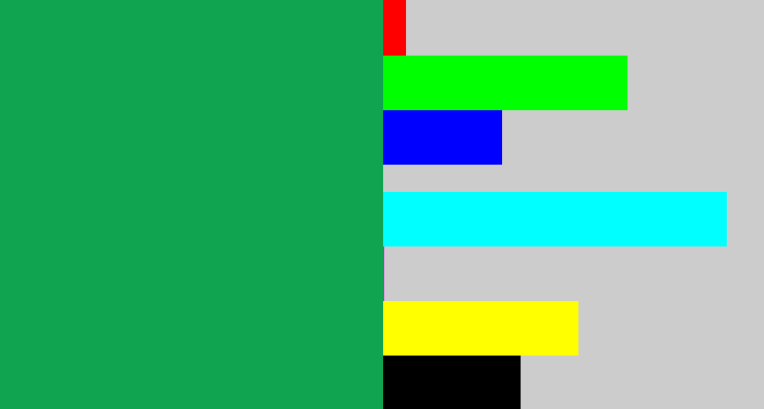Hex color #10a450 - emerald