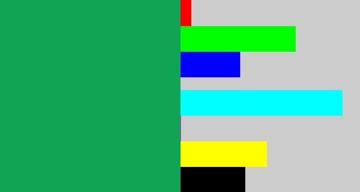 Hex color #10a455 - emerald