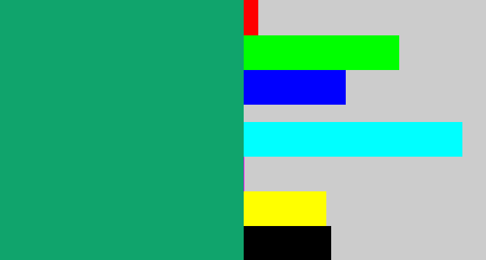 Hex color #10a46c - bluish green