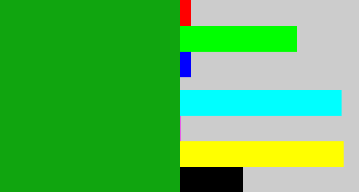 Hex color #10a50f - green