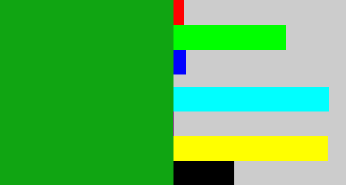 Hex color #10a512 - green
