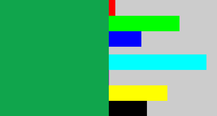 Hex color #10a54c - emerald