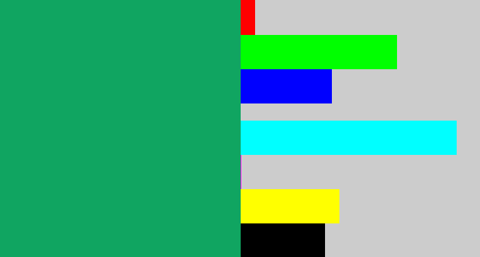 Hex color #10a561 - bluish green