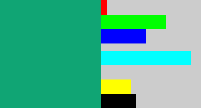 Hex color #10a574 - bluish green