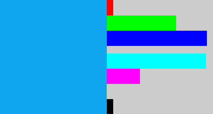 Hex color #10a5ef - azure