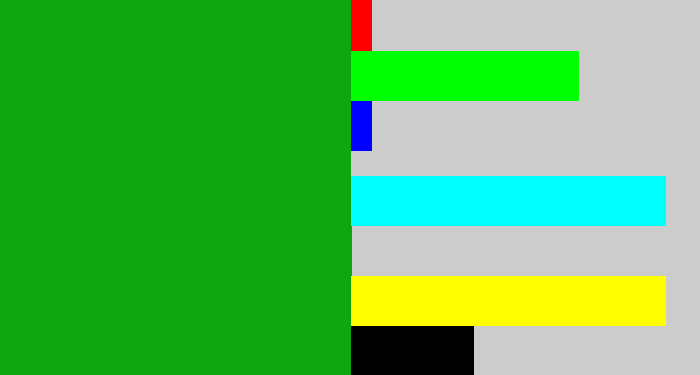 Hex color #10a610 - green