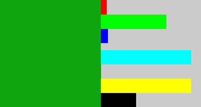 Hex color #10a611 - green