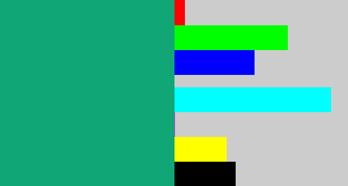Hex color #10a675 - bluish green