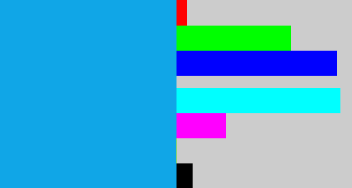 Hex color #10a6e7 - azure